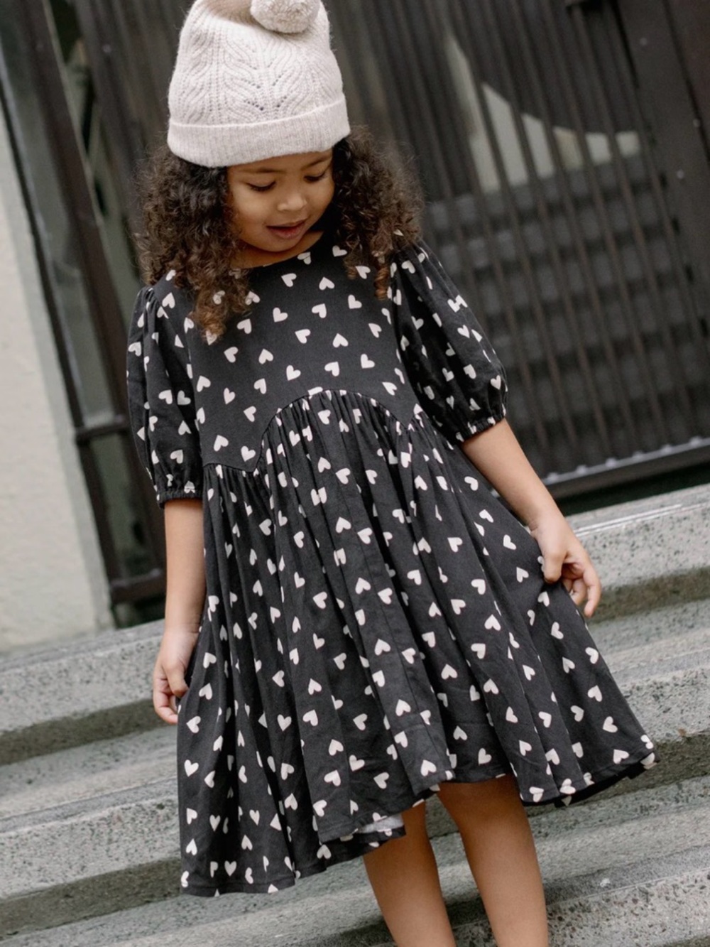Rylee + Cru Rose Dress Hearts Print EUC | Size 4/5